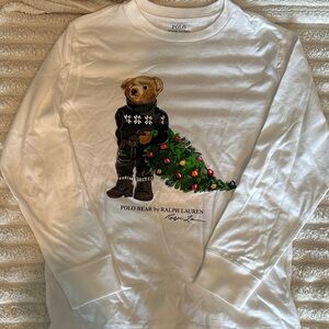 Ralph Lauren White Polo Bear Holiday Shirt